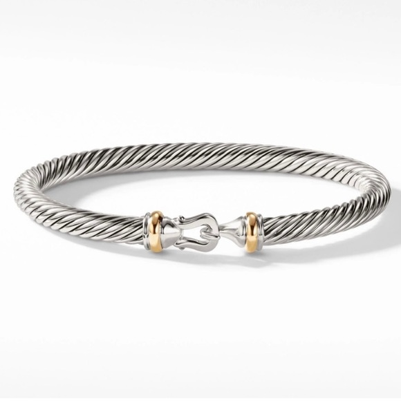 David Yurman Jewelry - David Yurman Buckle Bracelet in Sterling Silver with 18K Yellow Gold